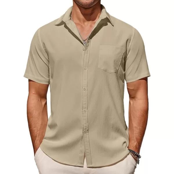 COOFANDY Men's Casual Summer Beach Wrinkle Free Shirts Short Sleeve Button Down Lightweight Untucked Textured Shirt
