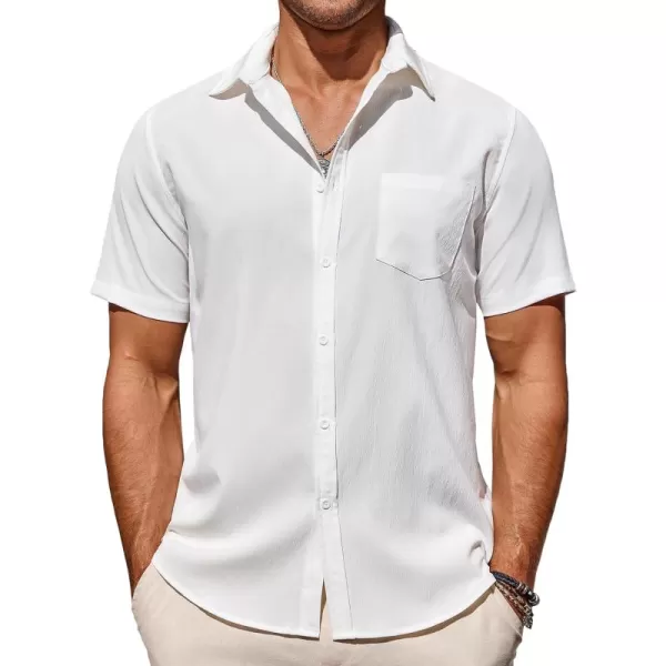 COOFANDY Men's Casual Summer Beach Wrinkle Free Shirts Short Sleeve Button Down Lightweight Untucked Textured Shirt