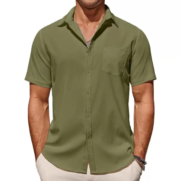 COOFANDY Men's Casual Summer Beach Wrinkle Free Shirts Short Sleeve Button Down Lightweight Untucked Textured Shirt