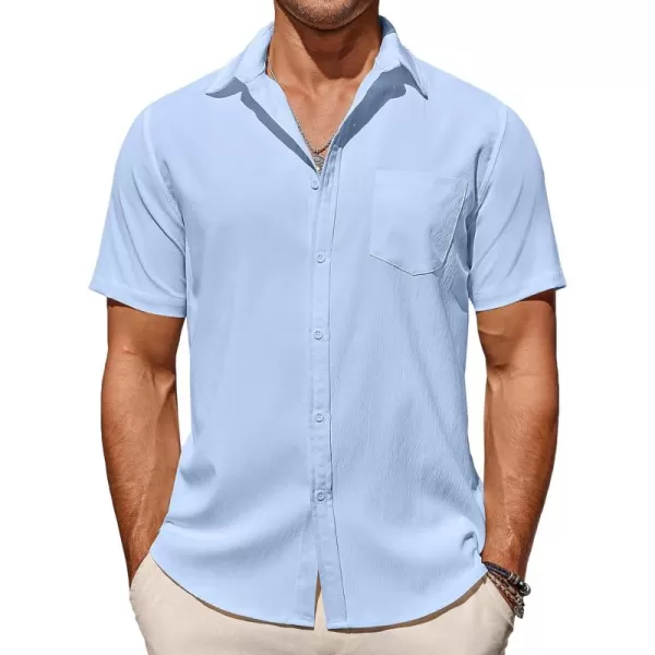 COOFANDY Men's Casual Summer Beach Wrinkle Free Shirts Short Sleeve Button Down Lightweight Untucked Textured Shirt