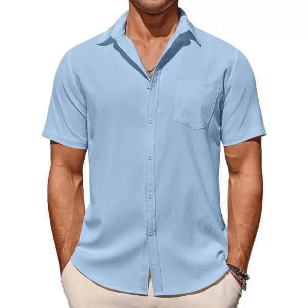 COOFANDY Men's Casual Summer Beach Wrinkle Free Shirts Short Sleeve Button Down Lightweight Untucked Textured Shirt