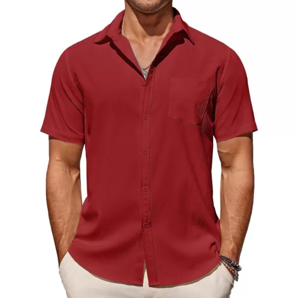 COOFANDY Men's Casual Summer Beach Wrinkle Free Shirts Short Sleeve Button Down Lightweight Untucked Textured Shirt
