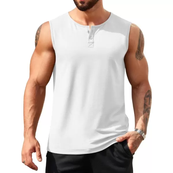 COOFANDY Men's Casual Tank Top Sleeveless Henley Shirts Muscle Fit T Shirt)