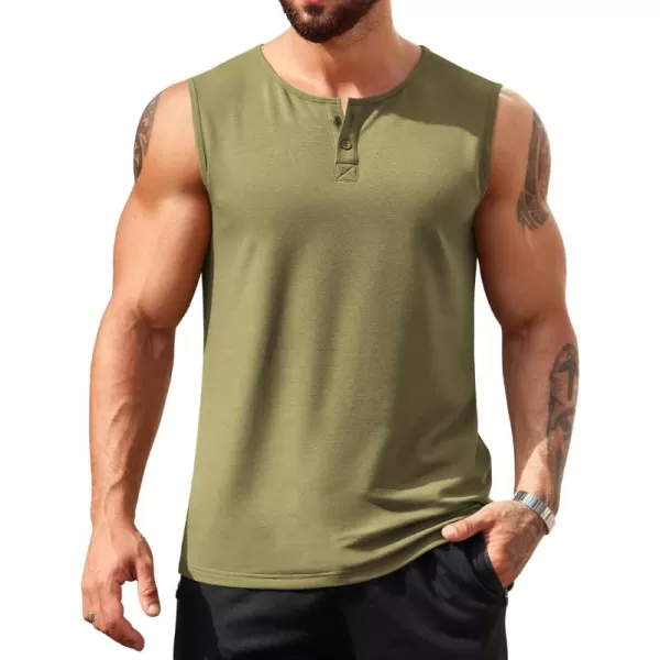 COOFANDY Men's Casual Tank Top Sleeveless Henley Shirts Muscle Fit T Shirt)