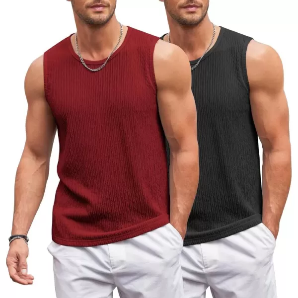 COOFANDY Men's Casual Tank Tops 2 Pack Knit Sleeveless Lightweight Tee Muscle Basic T Shirts