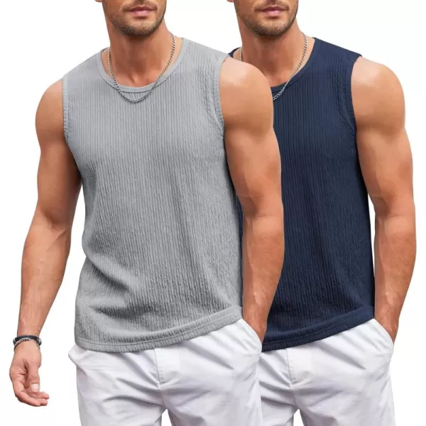 COOFANDY Men's Casual Tank Tops 2 Pack Knit Sleeveless Lightweight Tee Muscle Basic T Shirts