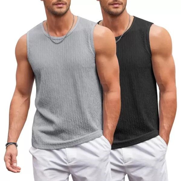 COOFANDY Men's Casual Tank Tops 2 Pack Knit Sleeveless Lightweight Tee Muscle Basic T Shirts