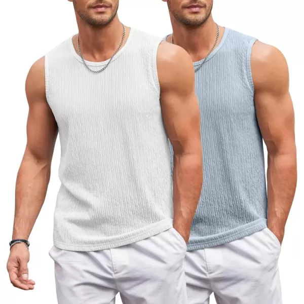 COOFANDY Men's Casual Tank Tops 2 Pack Knit Sleeveless Lightweight Tee Muscle Basic T Shirts