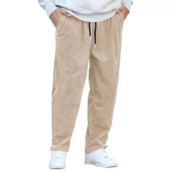 COOFANDY Men's Corduroy Pants Elastic Waist Drawstring Harem Pants Fashion Loose Casual Long Trousers with 4 Pockets