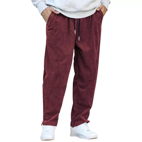 COOFANDY Men's Corduroy Pants Elastic Waist Drawstring Harem Pants Fashion Loose Casual Long Trousers with 4 Pockets