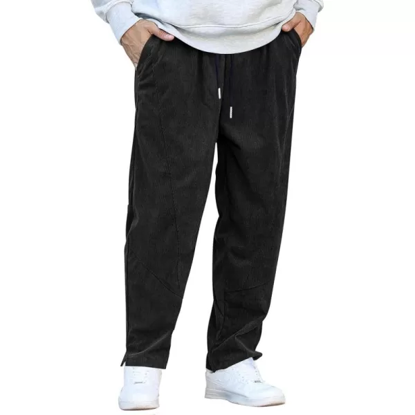 COOFANDY Men's Corduroy Pants Elastic Waist Drawstring Harem Pants Fashion Loose Casual Long Trousers with 4 Pockets