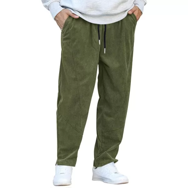 COOFANDY Men's Corduroy Pants Elastic Waist Drawstring Harem Pants Fashion Loose Casual Long Trousers with 4 Pockets