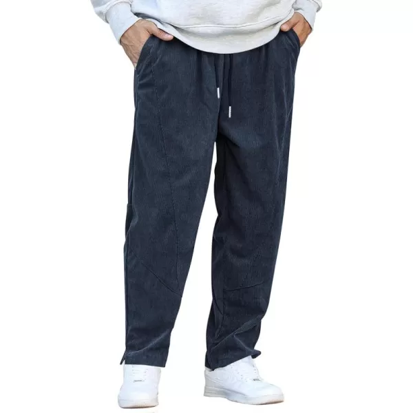 COOFANDY Men's Corduroy Pants Elastic Waist Drawstring Harem Pants Fashion Loose Casual Long Trousers with 4 Pockets
