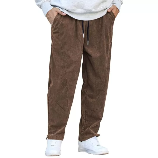 COOFANDY Men's Corduroy Pants Elastic Waist Drawstring Harem Pants Fashion Loose Casual Long Trousers with 4 Pockets
