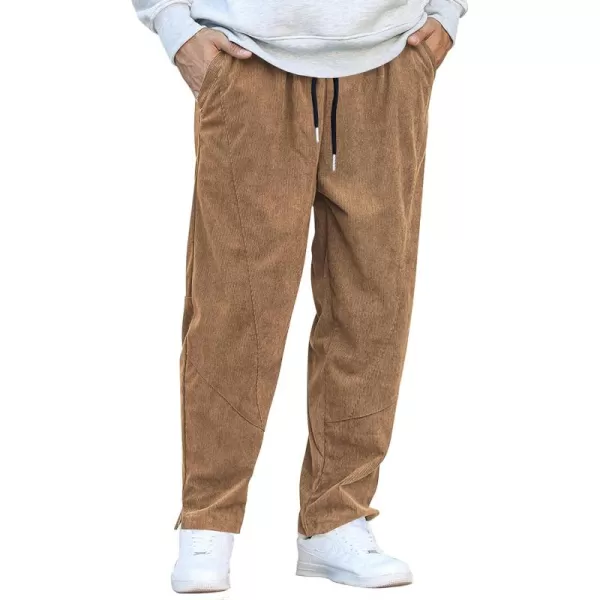 COOFANDY Men's Corduroy Pants Elastic Waist Drawstring Harem Pants Fashion Loose Casual Long Trousers with 4 Pockets