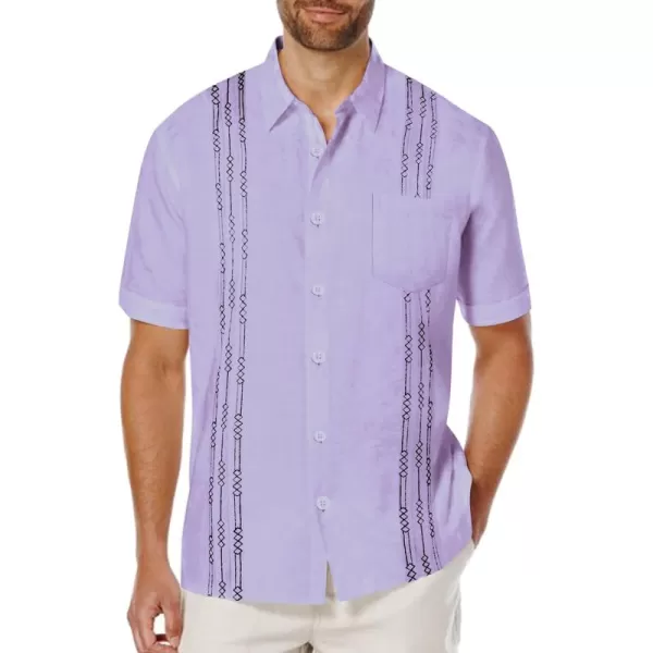 COOFANDY Mens Cotton Linen Cuban Guayabera Shirt Casual Short Sleeve Button Down Shirts Summer Beach Tops