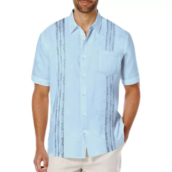 COOFANDY Mens Cotton Linen Cuban Guayabera Shirt Casual Short Sleeve Button Down Shirts Summer Beach Tops