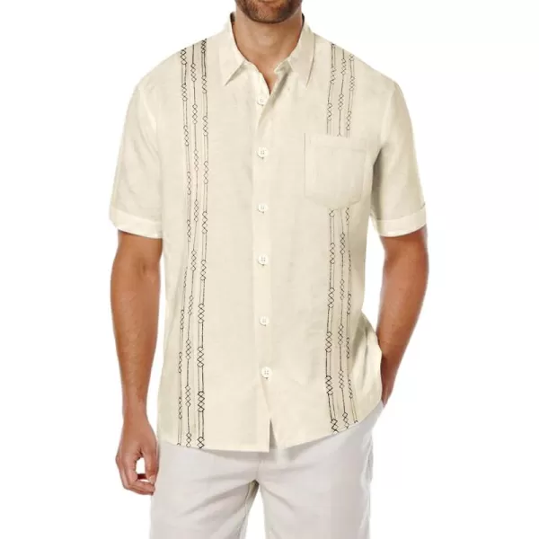 COOFANDY Mens Cotton Linen Cuban Guayabera Shirt Casual Short Sleeve Button Down Shirts Summer Beach Tops