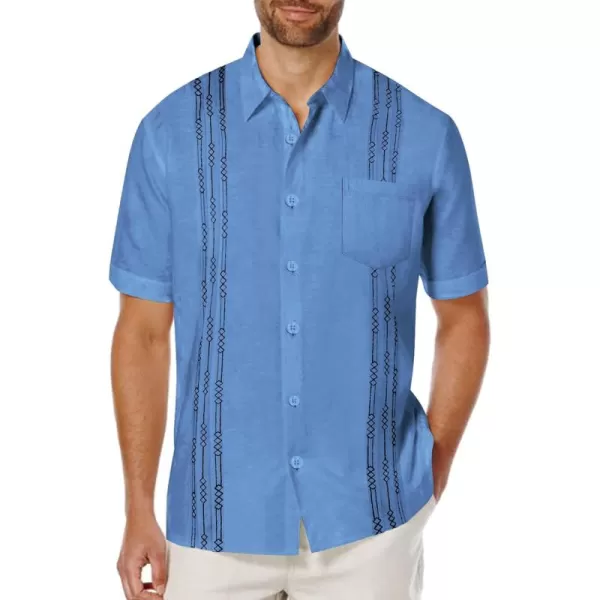 COOFANDY Mens Cotton Linen Cuban Guayabera Shirt Casual Short Sleeve Button Down Shirts Summer Beach Tops