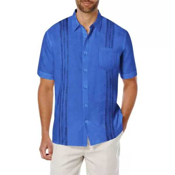 COOFANDY Mens Cotton Linen Cuban Guayabera Shirt Casual Short Sleeve Button Down Shirts Summer Beach Tops
