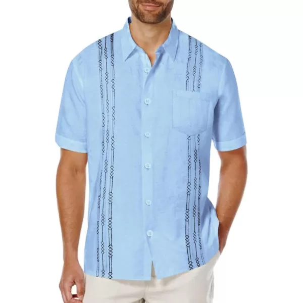 COOFANDY Mens Cotton Linen Cuban Guayabera Shirt Casual Short Sleeve Button Down Shirts Summer Beach Tops