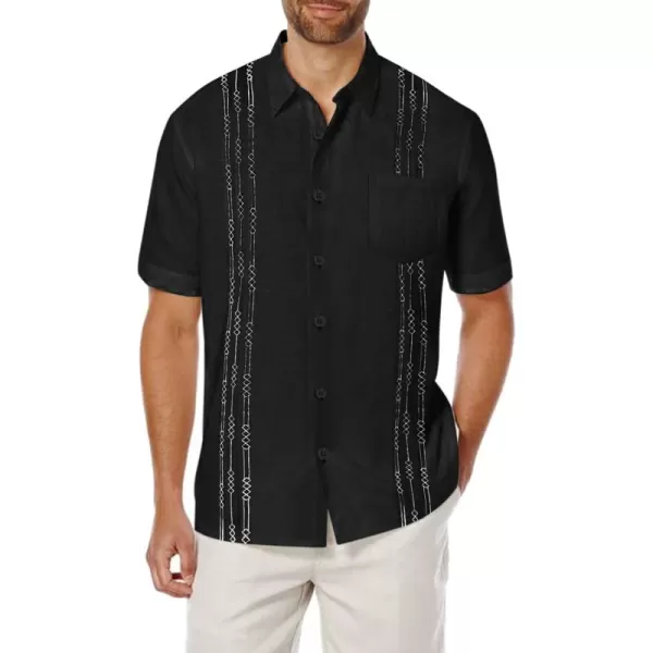 COOFANDY Mens Cotton Linen Cuban Guayabera Shirt Casual Short Sleeve Button Down Shirts Summer Beach Tops