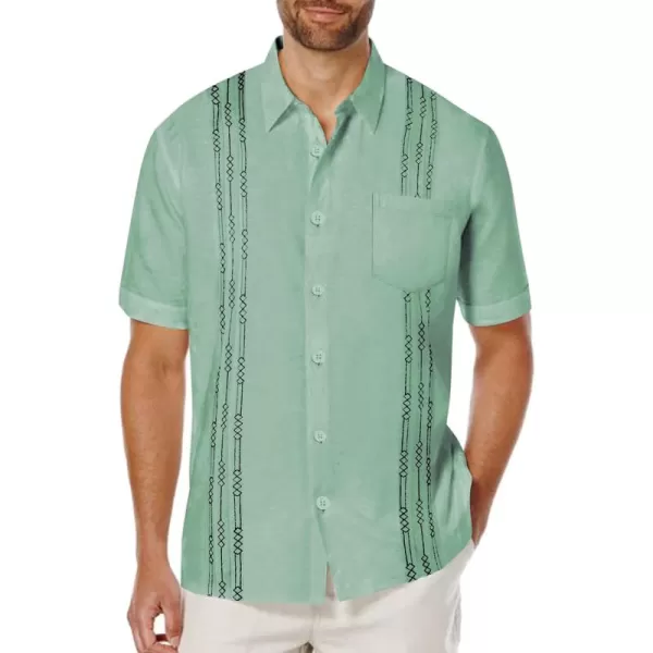 COOFANDY Mens Cotton Linen Cuban Guayabera Shirt Casual Short Sleeve Button Down Shirts Summer Beach Tops