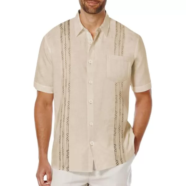 COOFANDY Mens Cotton Linen Cuban Guayabera Shirt Casual Short Sleeve Button Down Shirts Summer Beach Tops