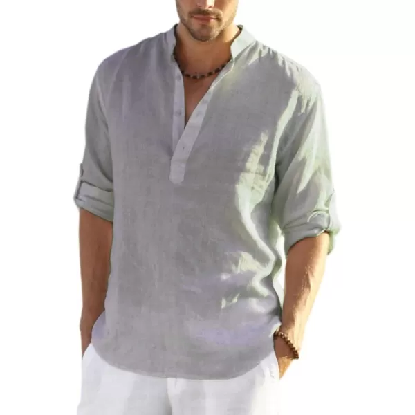 COOFANDY Men's Cotton Linen Henley Shirt Long Sleeve Hippie Casual Beach T Shirts