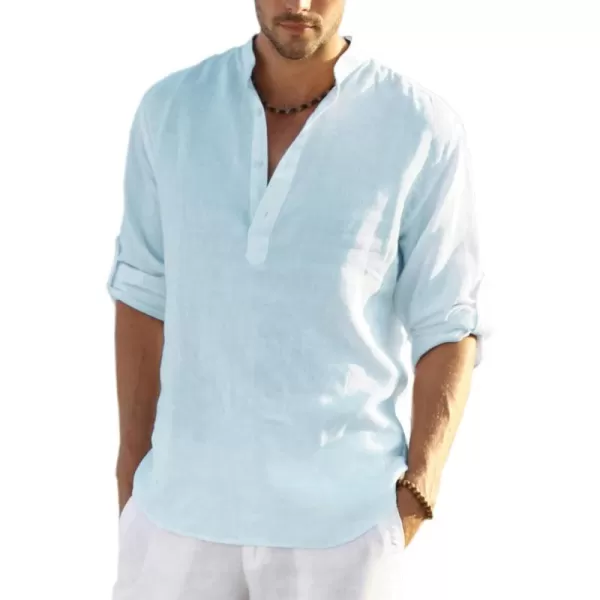 COOFANDY Men's Cotton Linen Henley Shirt Long Sleeve Hippie Casual Beach T Shirts