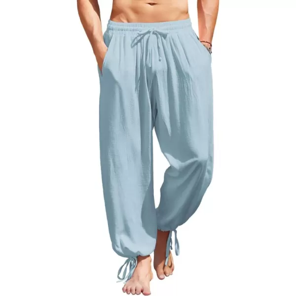 COOFANDY Men's Cotton Linen Pants Causal Harem Pants Elastic Waist Beach Boho Yoga Trousers