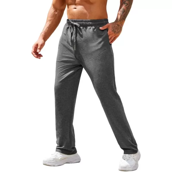 COOFANDY Men's Cotton Sweatpants Open Bottom Lounge Pants Lightweight Casual Jogger Pants with Pockets