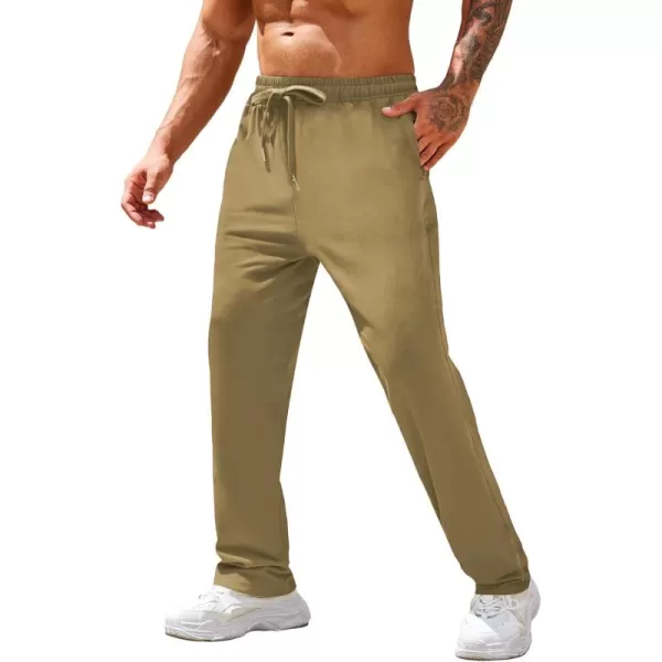 COOFANDY Men's Cotton Sweatpants Open Bottom Lounge Pants Lightweight Casual Jogger Pants with Pockets