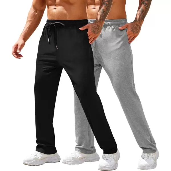 COOFANDY Men's Cotton Sweatpants Open Bottom Lounge Pants Lightweight Casual Jogger Pants with Pockets