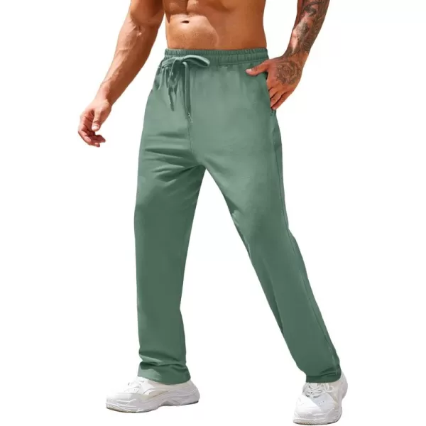 COOFANDY Men's Cotton Sweatpants Open Bottom Lounge Pants Lightweight Casual Jogger Pants with Pockets