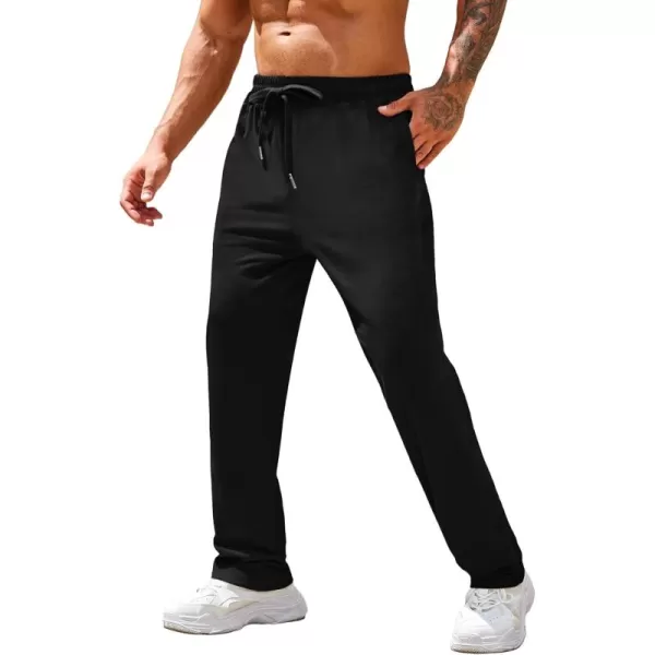 COOFANDY Men's Cotton Sweatpants Open Bottom Lounge Pants Lightweight Casual Jogger Pants with Pockets