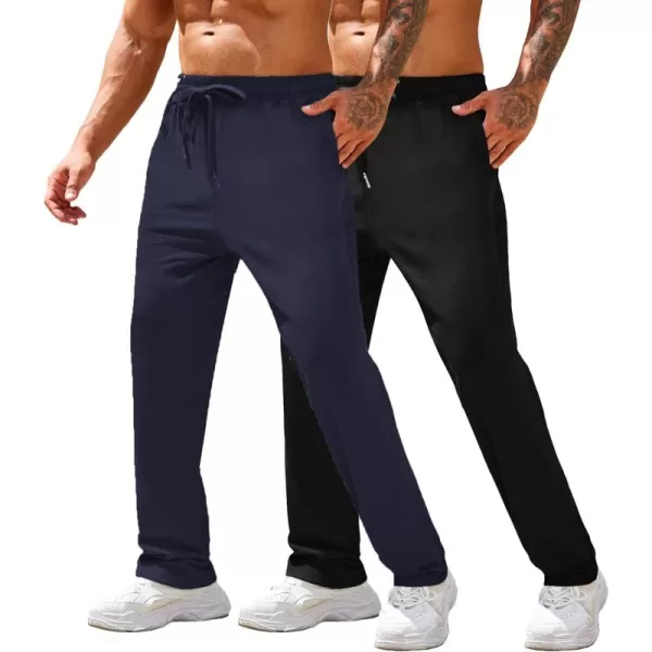 COOFANDY Men's Cotton Sweatpants Open Bottom Lounge Pants Lightweight Casual Jogger Pants with Pockets