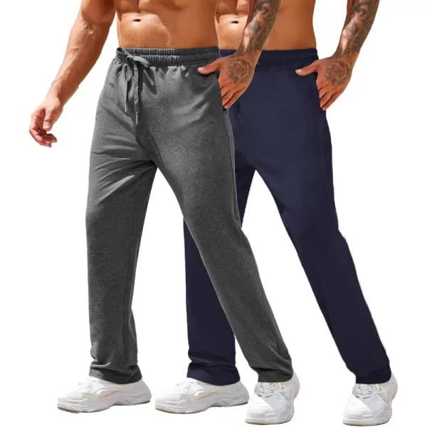 COOFANDY Men's Cotton Sweatpants Open Bottom Lounge Pants Lightweight Casual Jogger Pants with Pockets