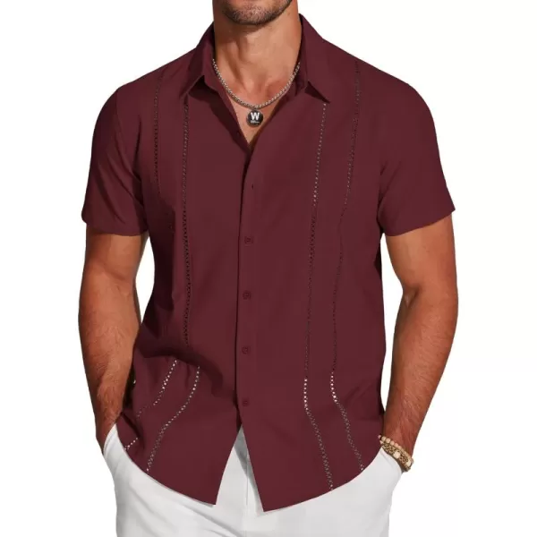 COOFANDY Men's Cuban Guayabera Shirt Short Sleeve Button Down Shirts Casual Summer Beach Linen Shirts