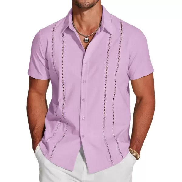 COOFANDY Men's Cuban Guayabera Shirt Short Sleeve Button Down Shirts Casual Summer Beach Linen Shirts