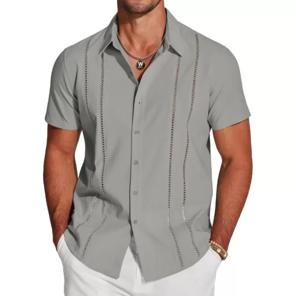 COOFANDY Men's Cuban Guayabera Shirt Short Sleeve Button Down Shirts Casual Summer Beach Linen Shirts