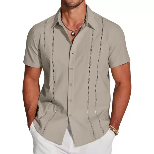 COOFANDY Men's Cuban Guayabera Shirt Short Sleeve Button Down Shirts Casual Summer Beach Linen Shirts