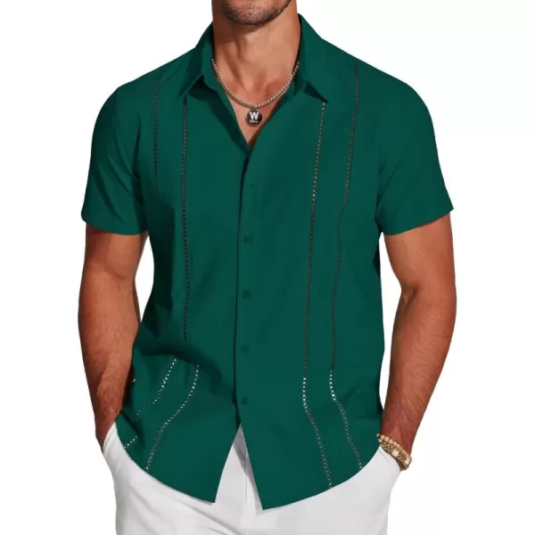 COOFANDY Men's Cuban Guayabera Shirt Short Sleeve Button Down Shirts Casual Summer Beach Linen Shirts