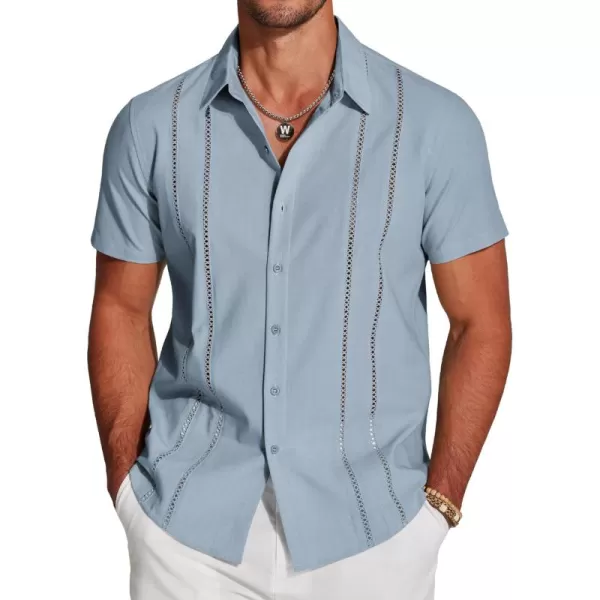 COOFANDY Men's Cuban Guayabera Shirt Short Sleeve Button Down Shirts Casual Summer Beach Linen Shirts