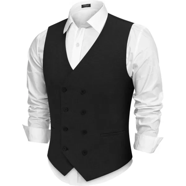 COOFANDY Men's Double Breasted Suit Vest Lightweight Waistcoat Slim Fit Dress Vest