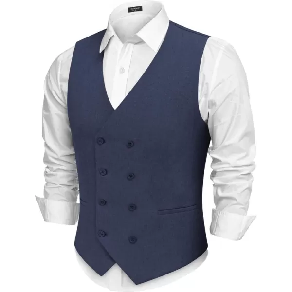 COOFANDY Men's Double Breasted Suit Vest Lightweight Waistcoat Slim Fit Dress Vest