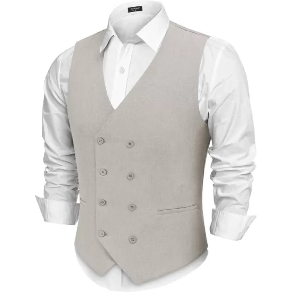 COOFANDY Men's Double Breasted Suit Vest Lightweight Waistcoat Slim Fit Dress Vest