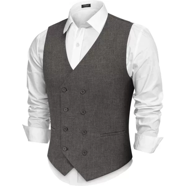 COOFANDY Men's Double Breasted Suit Vest Lightweight Waistcoat Slim Fit Dress Vest
