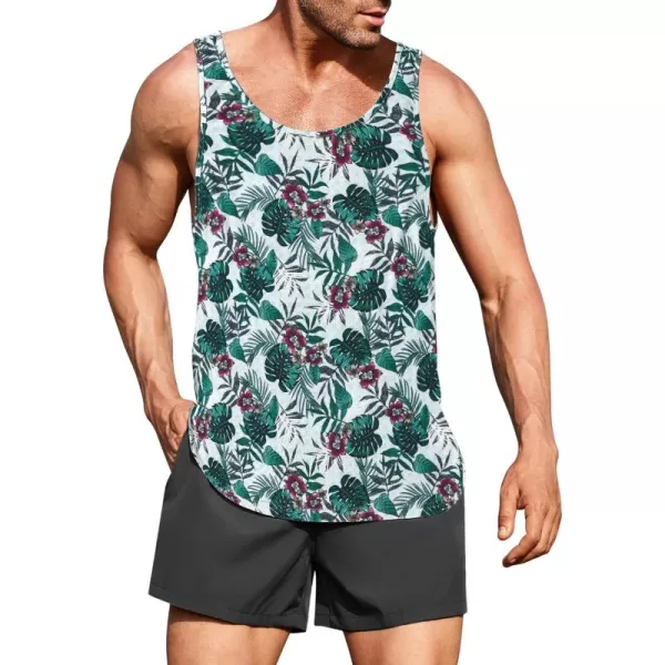 COOFANDY Men's Floral Tank Top Sleeveless Tees All Over Print Casual Sport T-Shirts Hawaii Beach Vacation