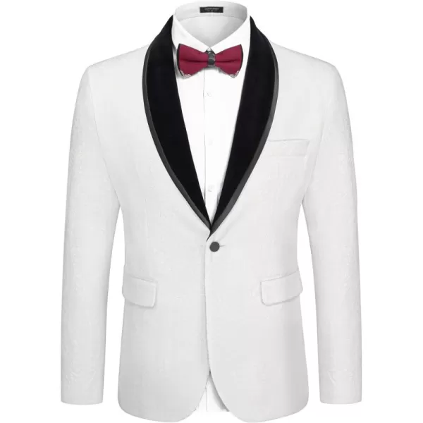 COOFANDY Men's Floral Tuxedo Jacket Shawl Lapel One Button Velvet Suit Jacket Dinner Prom Party Wedding Blazer